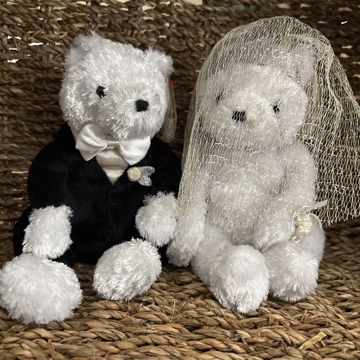 Ty Beanie Babies Bride and Groom Wedding Bears 2002 Great