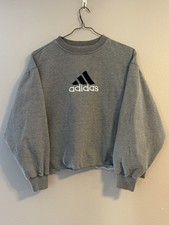 Vintage 90s Adidas Light Gray Heavyweight Cropped Crewneck Sweatshirt Medium