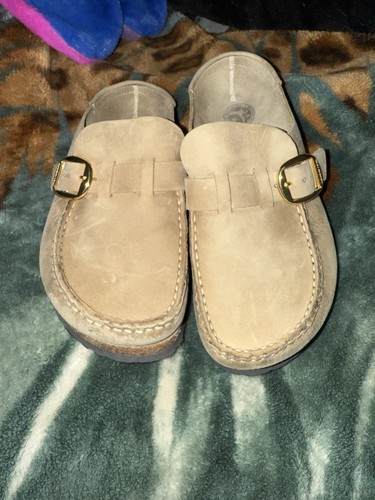 Birkenstock Buckley Beige Suede Clog Slip On Comfort Shoes Women Size 7