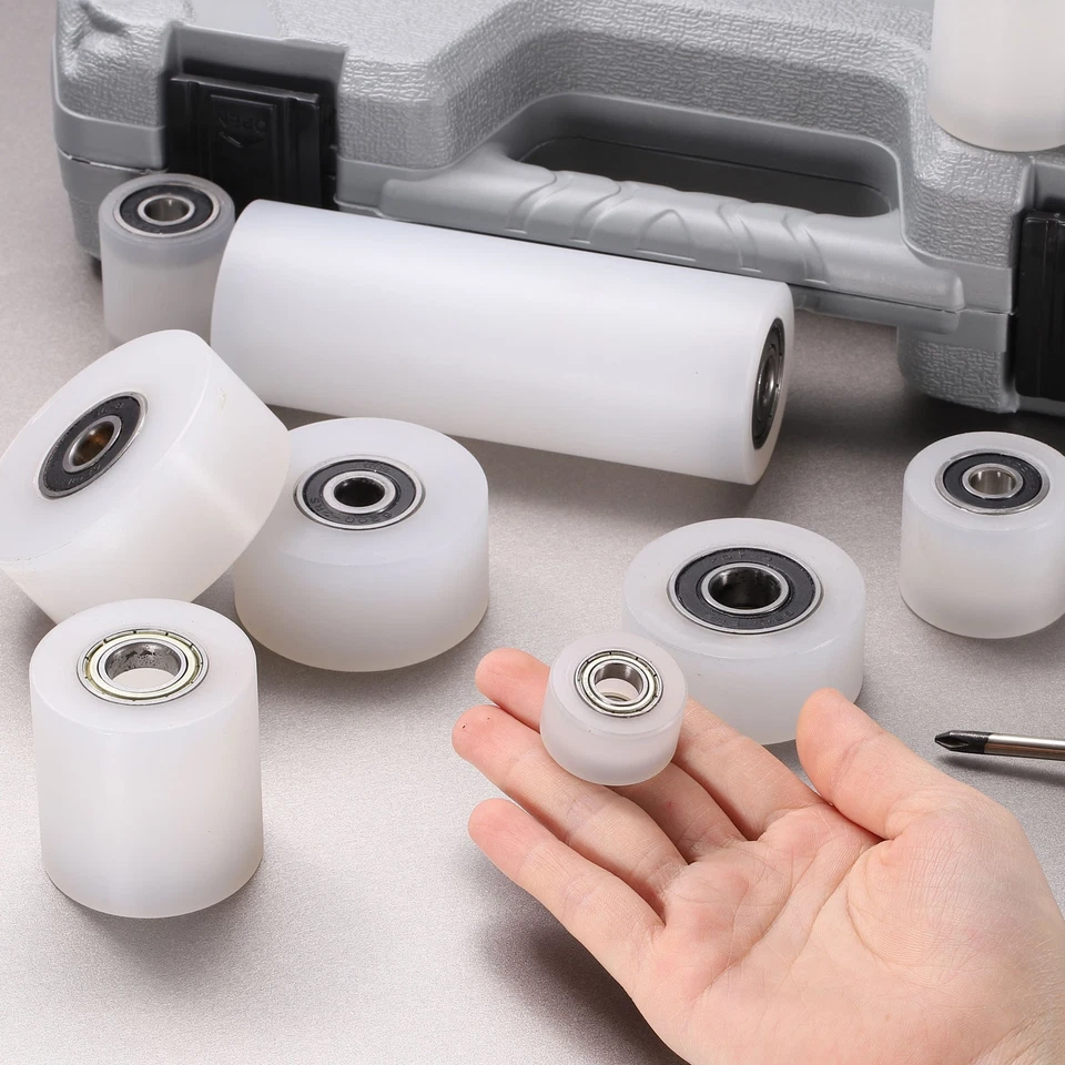 4Pcs Nylon Roller Wheel with Bearings, 3/8"x1-3/8"x1-3/8" Nylon Pulley - Image 4 of 4