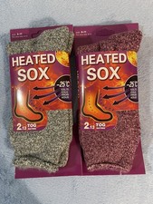 Womens Heated Socks 2 pair 2.13 TOG Rating -25 C Size 9-11 Shoe Size 4-10
