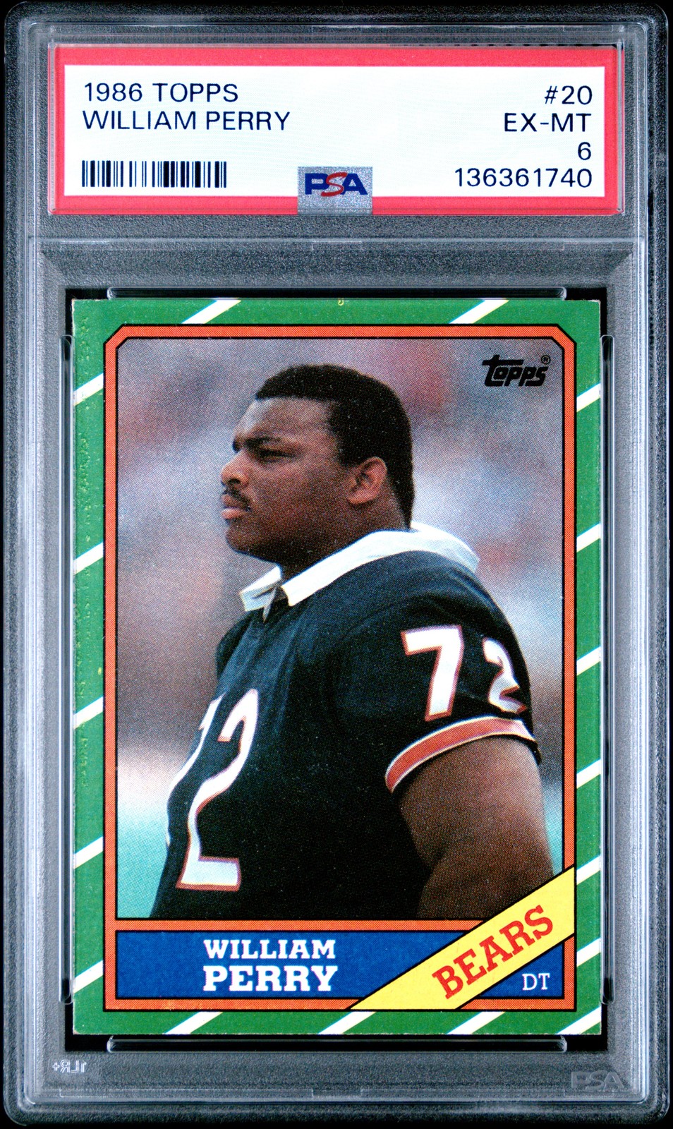 1986 TOPPS #20 WILLIAM PERRY PSA 6