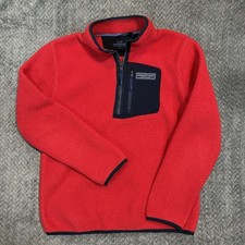 Vineyard Vines Grid Fleece 1/4 Zip Pullover Boys Large 16 Red Blue Whale Sherpa