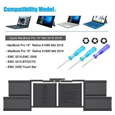 A1990 A1953 BATTERY FOR MacBook Pro 15inch Touch Bar EMC 3215 3359 Mid 2018 2019