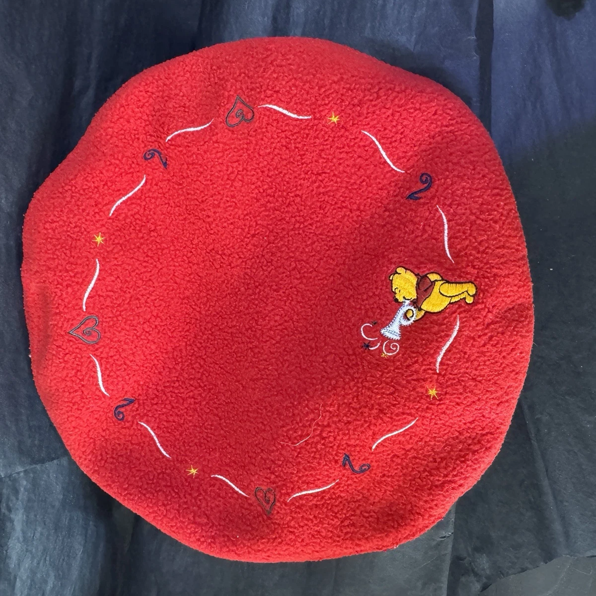 Winnie the Pooh Disney Red Black Vintage 90’s Black Red Beanie Snow Winter Hat Vintage Pooh Disney Beanie Hat Stripe Navyblue/red Colour - Etsy main image 3