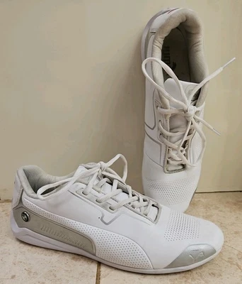 Puma x BMW Motorsport Mens Size UK 10.5 White Silver Drift Cat 8 Trainers Shoes - Image 1 of 4