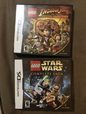 Lot Lego Nintendo DS Games Indian Jones & Star Wars Complete Saga Case Game Book