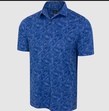 Greg Norman Deep Dive Ultra Stretch Golf Polo Blue Shark Sz L Play Dry 