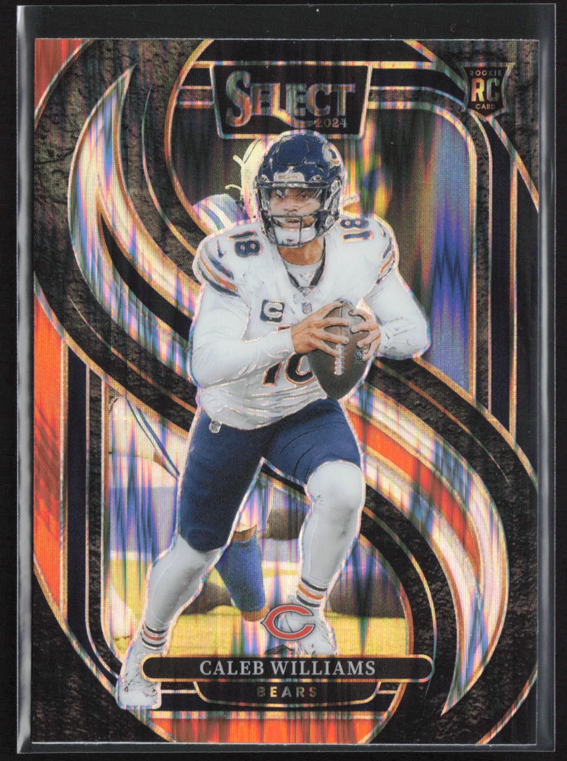 2024 Panini Select #114 Caleb Williams Black & Orange Prizm Shock Rookie RC