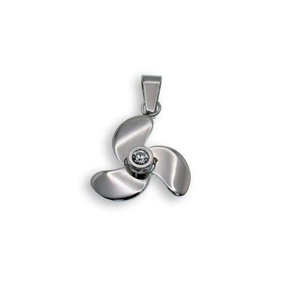 Rhodium Plated Stainless Steel CZ Fan Screw Prop Pendant Boat Propeller Charm