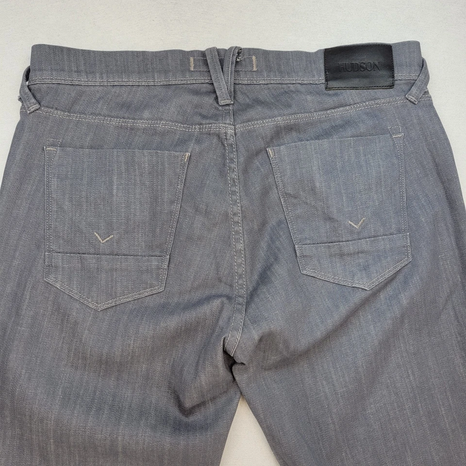 Hudson Jeans Mens 32x35 Gray Straight Mid Rise Button Fly Stretch Denim - Изображение 4 из 4