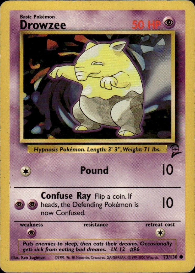 Drowzee Common Base Set 2 073/130 Psychic Pokemon Card
