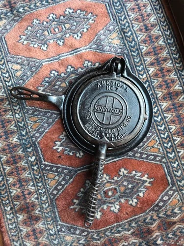 Antique Antique Griswold #7 Cast Iron Waffle Iron Base Fully Restored
