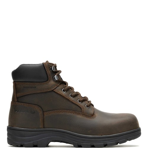 *WOLVERINE* Men's Carlsbad Waterproof 6" Steel-Toe Work Boot- W231123- BROWN
