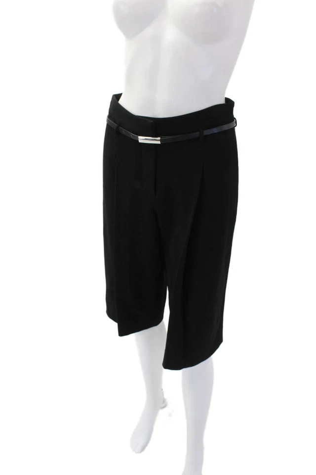 Pantalones Cortos de Vestido Robert Rodriguez Para Mujer Cremallera Botón Plisado Corto Cinturón Negro Talla 0 Foto 2 de 4