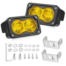 Yellow LED Pods, 3 Inch Flood CREE LED Fog Lights 40W Yellow Small Chase Pod ...