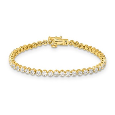 10k Yellow Gold 3Ct Lab Grown Diamond Composite Bracelet 7'' Gift For Women