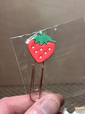 Strawberry Paperclips Set of 9 Cute Fruit Shaped Kitsch Office Stationery New