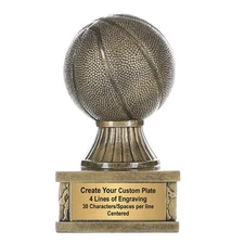 Custom Engraved Basketball Trophy - Action Pedestal Basketball Award - 6 Inch
