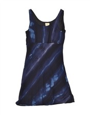 VINTAGE Womens A-Line Dress IT 40 Small Navy Blue Striped Viscose AT96