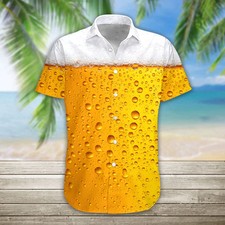 Men  s Beer Design Hawaiian Shirt For Beach And Summer