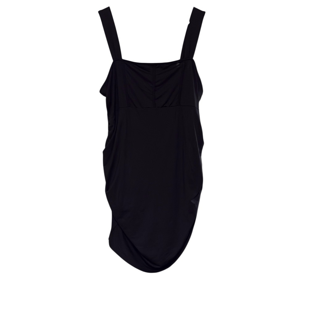 slim fit dress slacks Jessa Modal Ruched Plunge A-Line Mini Dress in Black