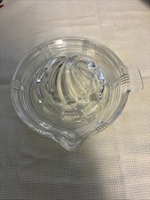 VTG Small 5” Pressed Glass Citrus Juicer Orange Lemon Squeezer Reamer w Handle
