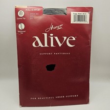 VTG Hanes Alive Full Support Control Top Reinforced Toe Pantyhose Size F Jet 