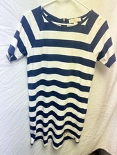Michael Kors Women’s Medium Blue White Striped Cotton Blend Mini Dress Logo
