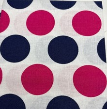 Polka Dot Cotton Fabric Fat Quarter 18x22" Navy Pink Circles Crafts Sewing