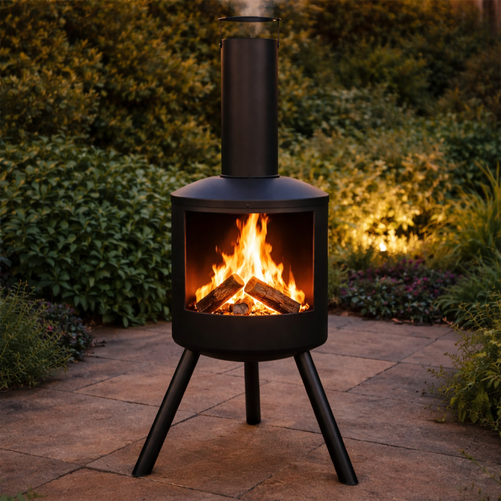 KCT URBAN CHIMINEA GARDEN FIRE PIT LOG WOOD BURNER PATIO HEATER STEEL TRIPOD