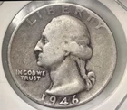 Coin United States 25 Cents (Washington) 1946 D KM164, silver