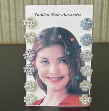 Vintage Barrettes Hair Clip Snaps 90’s Y2k Bedazzled Flowers Hair Accessories