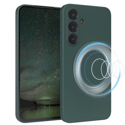 Silikonhülle magnetisch für Samsung Galaxy S25 FE Schutz TPU Bumper in Nachtgrün