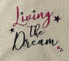 Secret Treasures Womens Pajama Top Size S 4-6 Ivory Embroidered Living the Dream