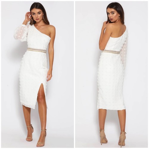 Jaus Alira One Shoulder Midi Dress White Size XS NWT