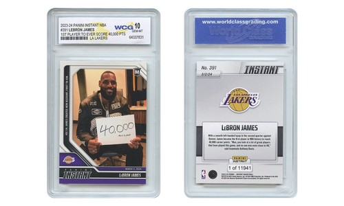 2023-24 Panini Instantáneo NBA LeBRON JAMES #391 Histórico 40.000 PTS - GEMA- COMO NUEVO 10 - Imagen 1 de 3