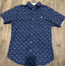 Colours Alexander Julian Men’s Palm Tree Button Up Down Short Sleeve Shirt Small