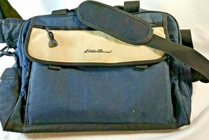 navy and tan changing bag