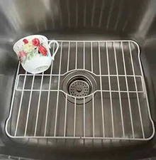Kitchen Dish Sink Protector Mat White Coated Metal 12" X 10" Durable Rack