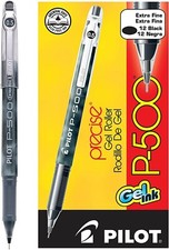 38600 Pilot Precise P-500 Gel Rollingball Pen, Extra Fine, Black Ink, Pack of 12