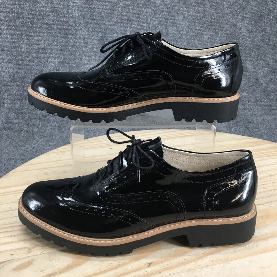 Zapato Dress Shoes Mens 40 Oxford Black Patent Leather Wingtip Lace Up Block Low - Image 2 of 4