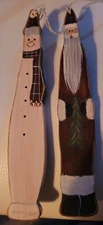 Primitive Wood Santa Snowman  Christmas Ornament or Wall Hang BEP 2000 Decorate