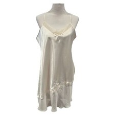 Vintage 80s Movie Star Satin Chemise Slip Nightgown Size XL