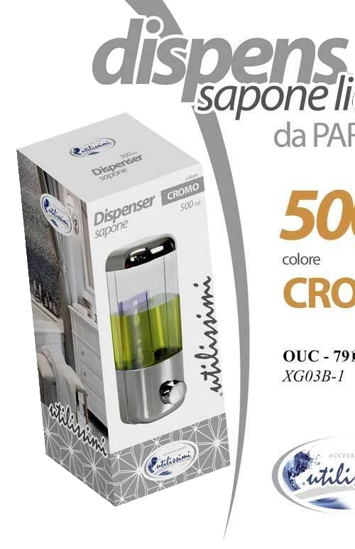 DISPENSER 500 ML PORTA SAPONE LIQUIDO DA PARETE MURO IGIENIZZANTE IGIENIZZA - Immagine 4 di 4