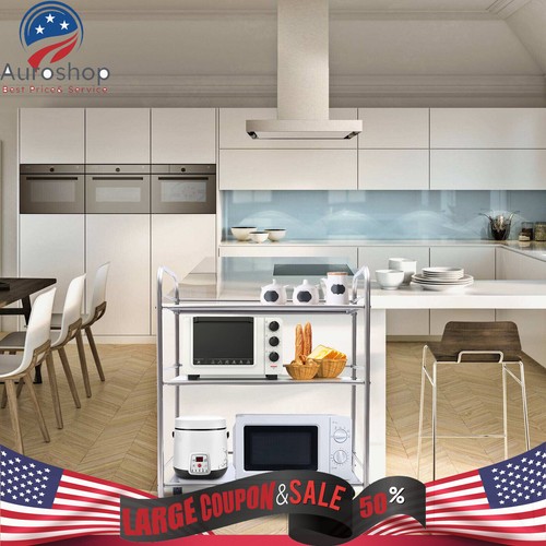 Carro de cocina con estante de 3 niveles de acero inoxidable con carro utilitario rodante de 4 ruedas - Imagen 9 de 12
