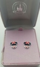 Minnie Mouse Icon Earrings Silver Tone Ears Bow Disney Parks Polka Dot Head Stud