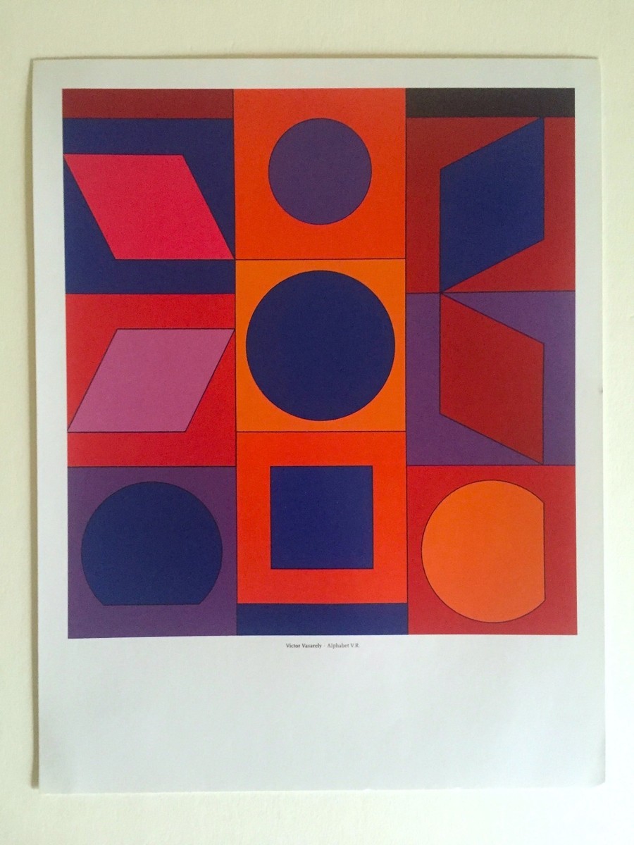 VINTAGE VICTOR VASARELY OP ART MODERNIST LITHOGRAPH PRINT