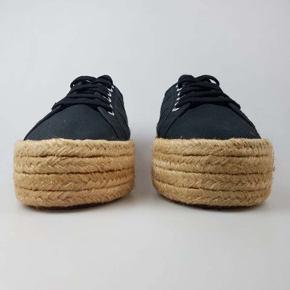 SUPERDRY 'Platform' Sz W 10.5 / M 9 US Shoes Black Canvas | 3+ Extra 10% Off - Imagem 2 de 4