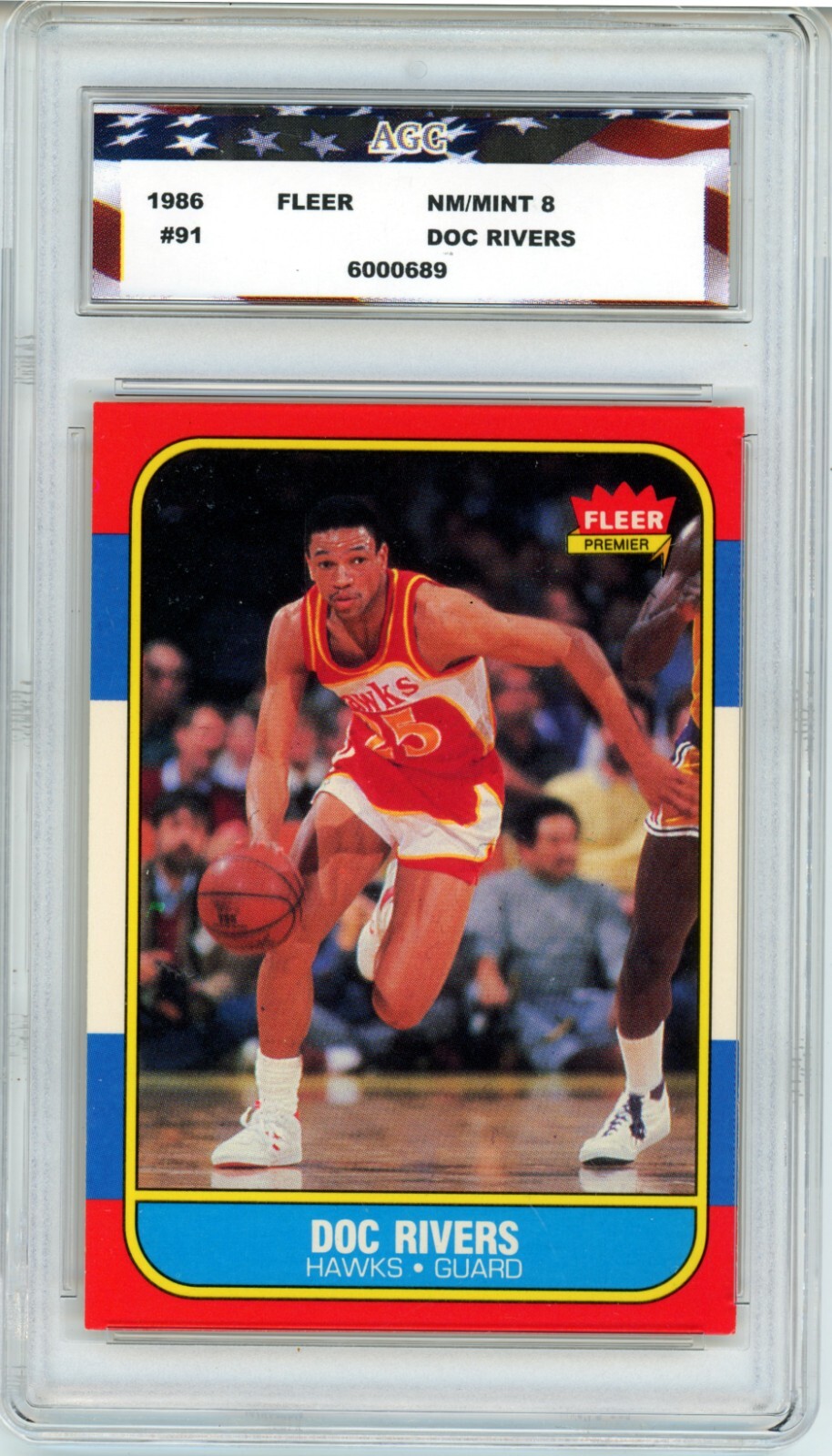 1986 Fleer #91 Doc Rivers AGC 8 NM/MINT Atlanta Hawks